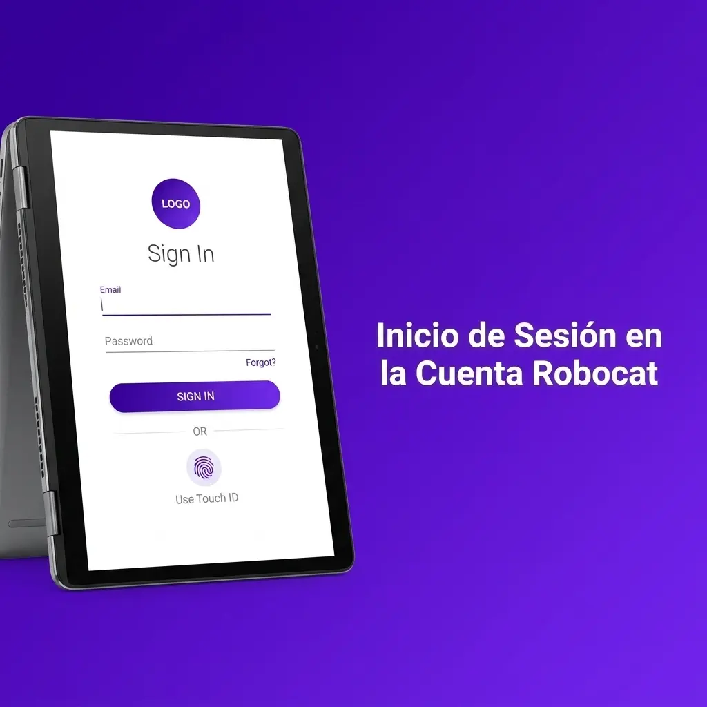 Pantalla de inicio de sesión de Robocat con campos de correo electrónico y contraseña para usuarios de España