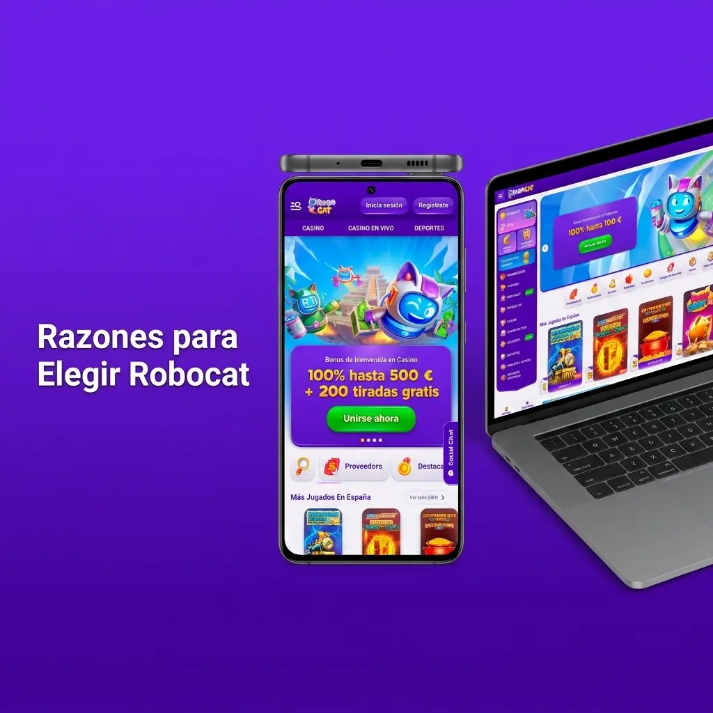 Robocat: apuestas deportivas, casino online y cibersports en una cuenta con bono de 500 EUR y 200 giros gratis