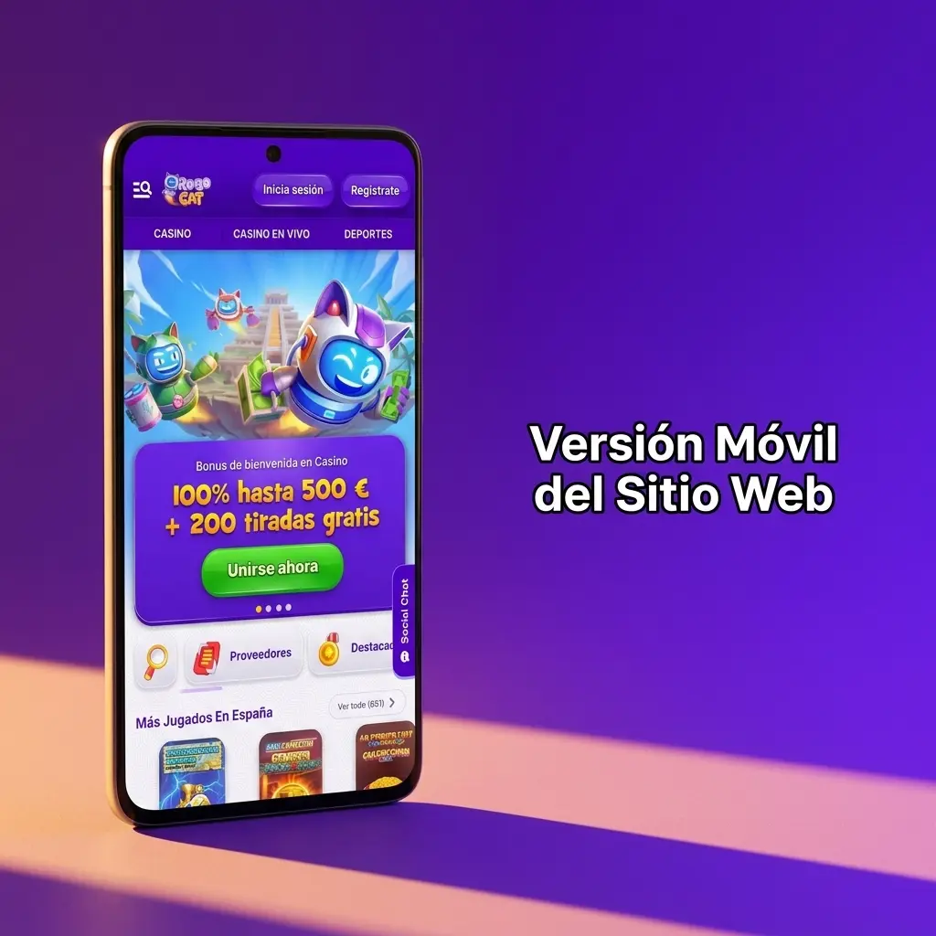 Versión móvil de Robocat en navegador: apuestas deportivas, casino y gestión de cuenta sin descargas